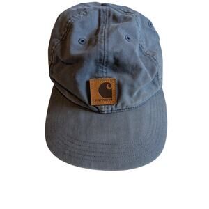 CARHARTT Gray Blue Classic Leather Logo Adjustable Baseball Cap Heritage Style
